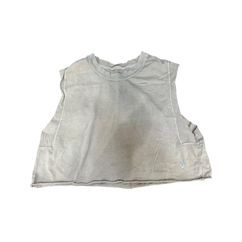 Free People Movement Tan Acid Wash Cropped Muscle Tank Top Large FP Movement